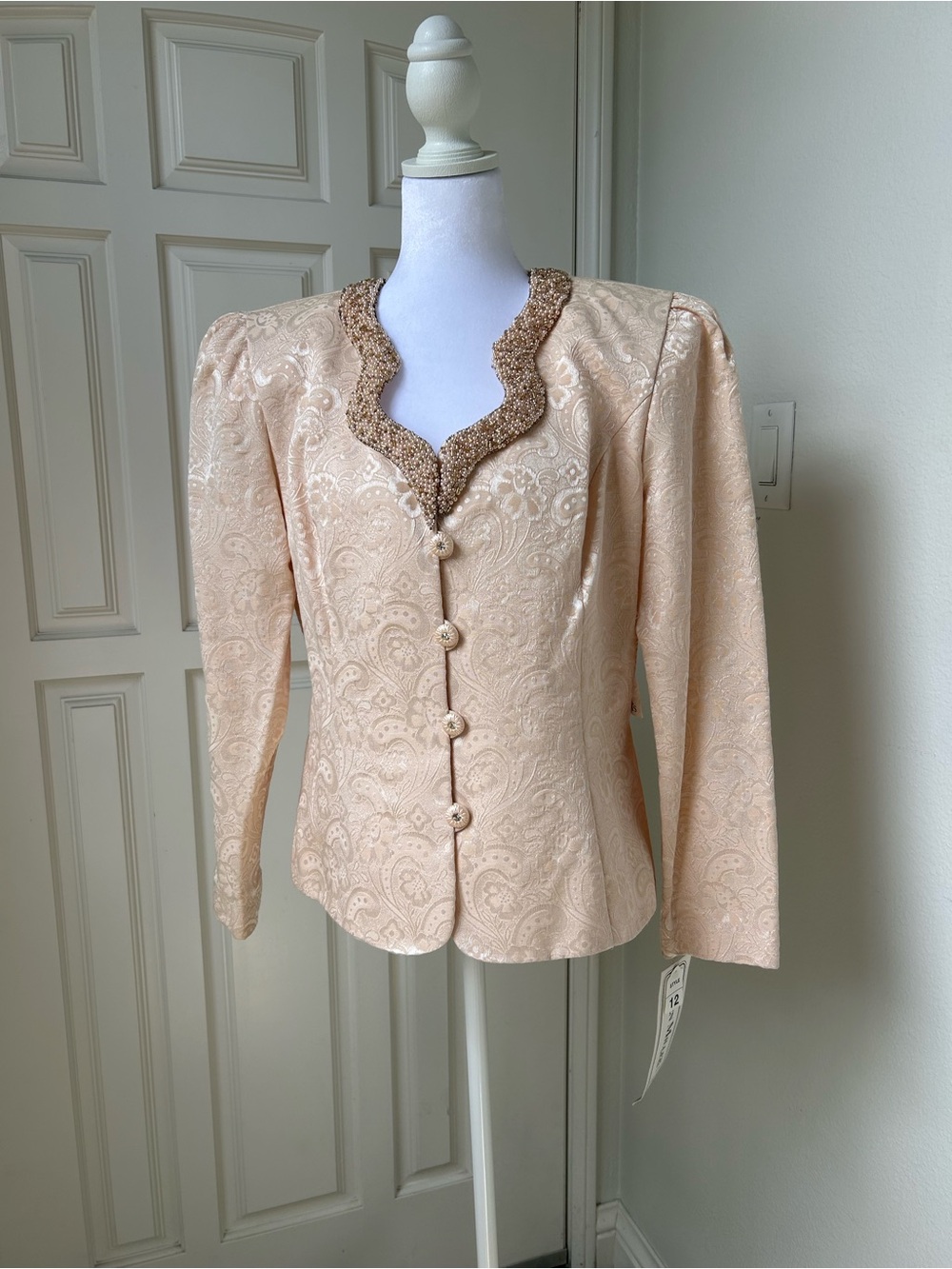 Karen Miller New York Vintage 80s Beaded Paisley Jacquard Blazer NWT Size 12